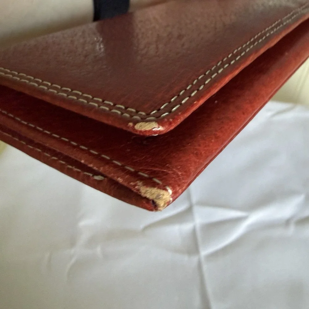 Paul Smith Unisex Red Leather Long Wallet Coin Change Purse Card Holder